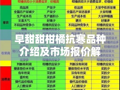 早甜甜柑橘抗寒品种介绍及市场报价解析，多少钱一株？