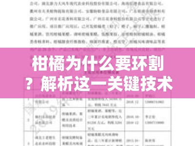 柑橘为什么要环割？解析这一关键技术的增产原理与科学依据