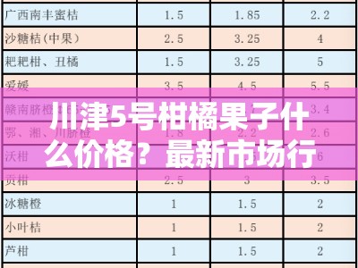 川津5号柑橘果子什么价格？最新市场行情走势深度解析