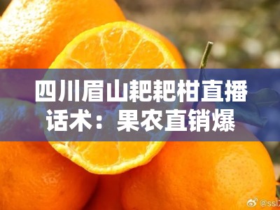 四川眉山耙耙柑直播话术：果农直销爆单技巧与甜蜜话术攻略