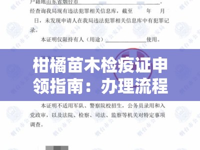 柑橘苗木检疫证申领指南：办理流程与注意事项全解析