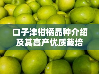 口子津柑橘品种介绍及其高产优质栽培技术要点解析